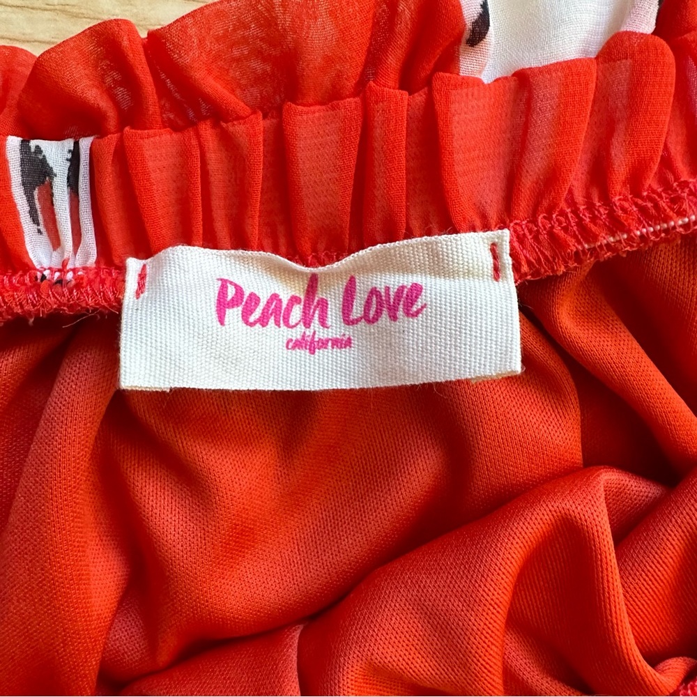 ❤️SOLD Peach Love California Cattle Skull Off The Shoulder Top, Red Orange, Ruf - Picture 13 of 16